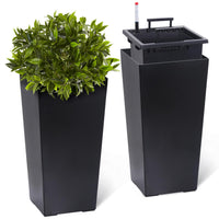 Garvee Set di 2 fioriere alte 22,5" con irrigazione automatica per giardino e patio, nere, plastica resistente alle intemperie, 22,5 pollici