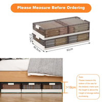Garvee Set 2 contenitori sottoletto con coperchio, pieghevoli, impilabili, con ruote, trasparenti, per camere da letto e dormitori per studenti, 81x40.5x17.5 cm