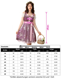 Garvee Dirndl - Abito tradizionale da donna, corto, midi, 3 pezzi, per l'Oktoberfest, bordeaux, taglia 46