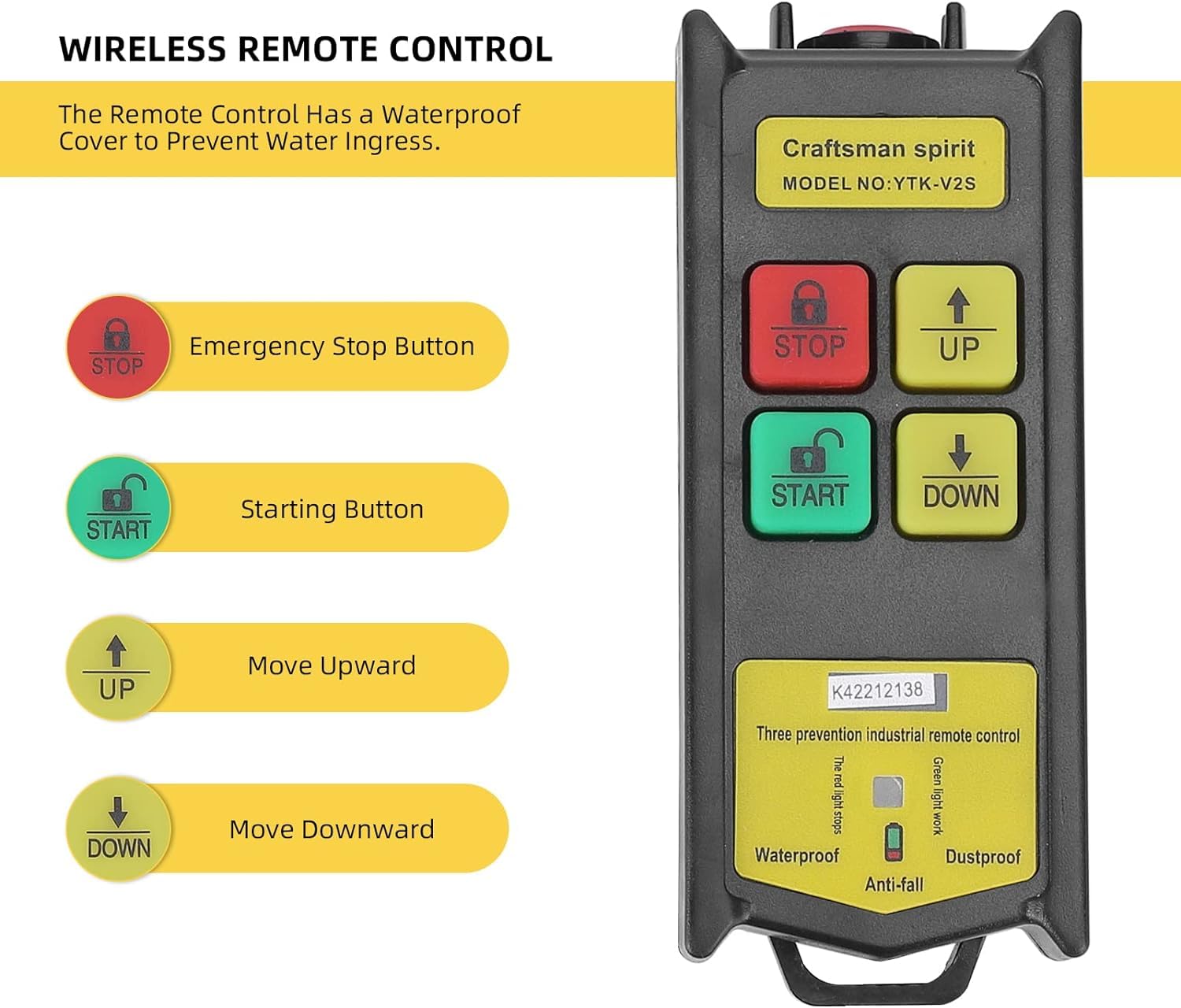 Garvee Electric Lift 850 libbre, paranco automatico per officina, magazzino e industria con freno di sicurezza a distanza per carichi pesanti