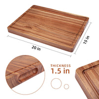 Tagliere in legno di acacia Garvee 50 x 38 x 3,8 cm con scanalatura per il succo – Utilizzabile su entrambi i lati, robusto e versatile per la cucina e il piacere