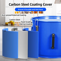 Contenitore per olio per friggitrice Garvee da 10 galloni in acciaio al carbonio antiruggine con clip per coperchio e sacchetto filtro per cucine di ristoranti, 13,8"x15,6"