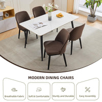 Garvee, set di 2 sedie da pranzo moderne, rivestimento in lino, schienale curvo, gambe in legno, sedia beige per cucina e soggiorno