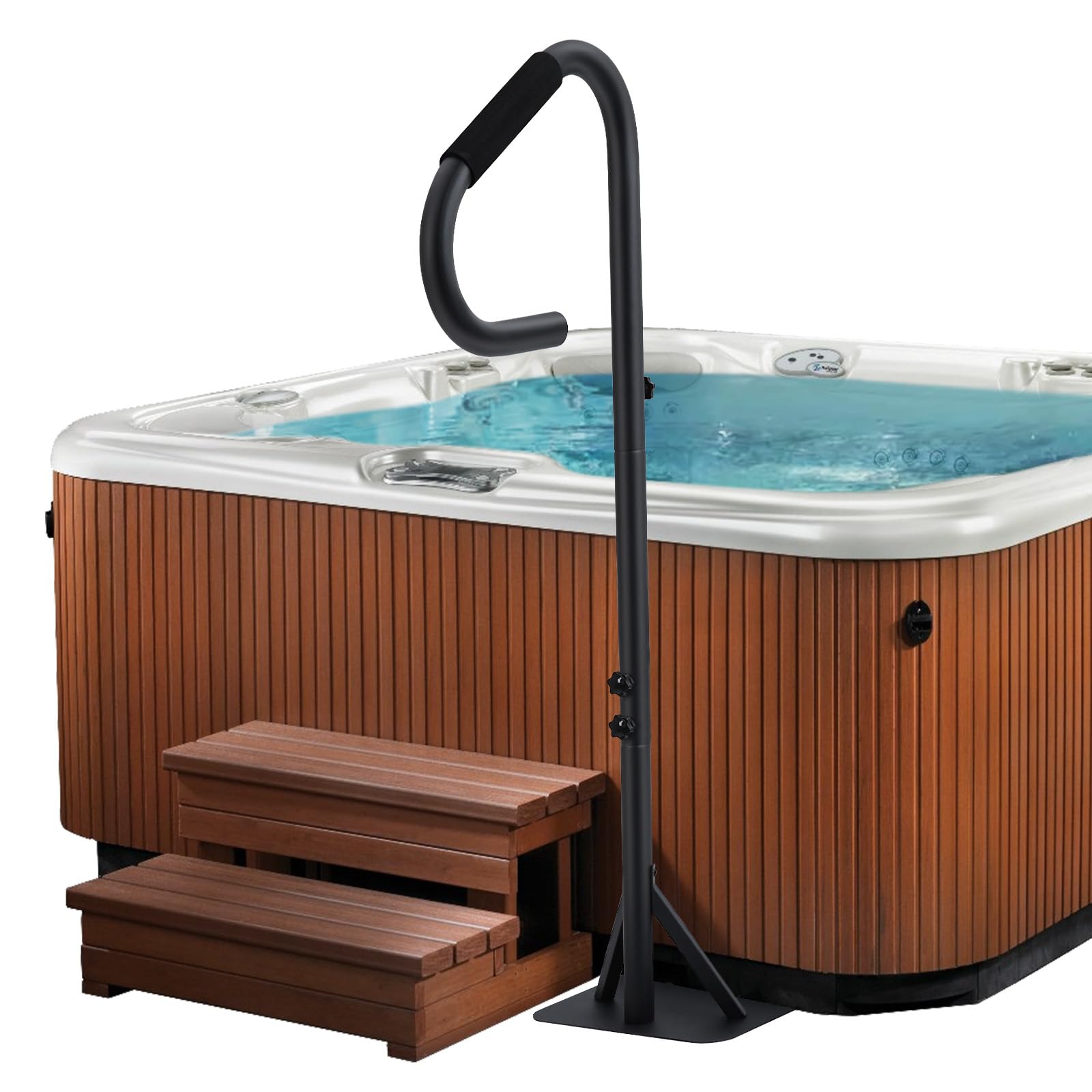 Corrimano per vasca idromassaggio Garvee, girevole a 360°, altezza regolabile 35"-57", impugnatura antiscivolo, acciaio antiruggine, per interni ed esterni