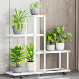 Garvee Portavasi angolare a più livelli con ruote, struttura in ferro robusto per soggiorno, balcone, giardino, impermeabile, nero - nero