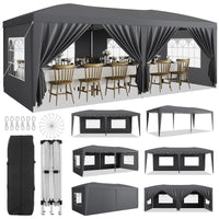 Gazebo 3x6 m pop-up Garvee Heavy Duty tenda a baldacchino con 6 pannelli laterali rimovibili per feste ed eventi all'aperto, regolabile, nera