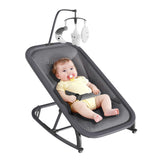 Transat Bébé Garvee avec Balancement et Position Fixe, Dossier Réglable 3 Positions, Châssis en Aluminium, Housse Amovible, Barre de Jeux, 75x66x43 cm, Pour Nouveau-nés et Enfants