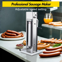 Insaccatrice Manuale Salsicce Garvee 7 Litri Acciaio Inox con 5 Tubi - Perfetta per Casa e Uso Commerciale