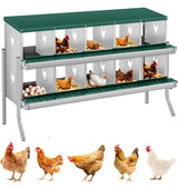 Garvee Scatola per Deposito Uova Galline 10 Scomparti in Acciaio Zincato, Doppio Piano Ventilata, per Fattorie e Pollai, Facile Montaggio a Parete, Colore Naturale - Green | 10 Compartments