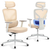 Garvee Sedia Ufficio Ergonomica con Supporto Lombare Regolabile, Braccioli 3D, Schienale Alto, Mesh Traspirante, Base Robusta per Casa e Ufficio, Nero - Beige-P