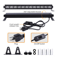 Garvee UV Blacklight 2-Pack 36W 12 LED Blacklight Bar Lampada 390-400nm Lunghezze d'onda UVA Cavo da 1,5M per Halloween Body Painting Decorazione per feste sul palco