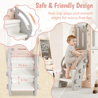 Garvee 8 in 1 Scivolo per bambini, parco giochi per interni ed esterni, con scala di arrampicata, canestro da basket, tavolo da disegno telescopico in HDPE, spazio di archiviazione per giardino