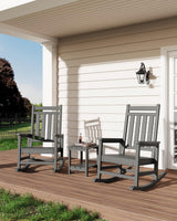 Set Garvee 2 Sedie a Dondolo Adirondack in HDPE con Tavolino Laterale per Patio e Giardino, Schienale Alto, Capacità 172 kg, Resistente Tutto Tempo - Gray