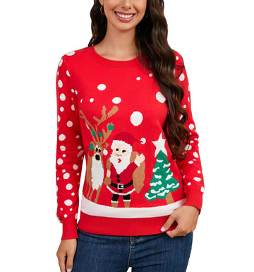 Maglione natalizio da donna Garvee, elegante girocollo a maniche lunghe multicolore