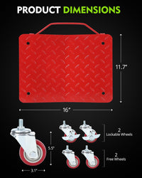 Set Carrelli Garvee per Ruote e Pneumatici 6000 lb - Ruote Girevoli 360° Antiscivolo Rosso 16"x13" - Ideale per Officina Garage Festa del Papà