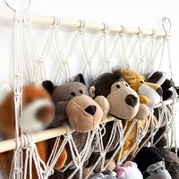 GARVEE Amaca portaoggetti per animali di peluche, corda di cotone, ampio spazio di archiviazione, regolabile, cameretta dei bambini e sala giochi, 78-118 cm, bianco