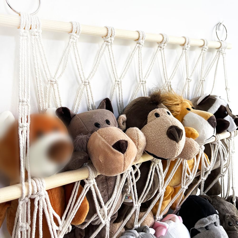 GARVEE Portaoggetti da appendere in cotone intrecciato a mano con motivi animali, amaca in corda di cotone resistente, per cameretta e camera da letto dei bambini, stile 1