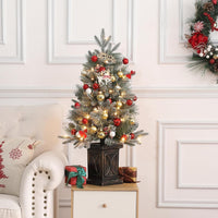 Albero di Natale Artificiale Garvee 90 cm con 78 LED Bianco Caldo - 8 Modalità Luce, Fibra Ottica, Effetto Gelo e Base Semicircolare