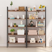 Libreria alta Garvee da 67" con 5 ripiani, struttura in metallo, marrone ruggine, stretta, per soggiorno, ufficio, cucina