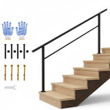 Garvee Corrimano Esterno per Scale 6 Gradini Regolabile 0-45° Alluminio e Ferro Nero per Scale e Verande - Black-1 Pack