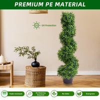 Garvee, set di 2 alberi di bosso artificiale a spirale da 35 pollici per esterni, resistenti ai raggi UV, facili da curare, in polietilene, vaso di plastica, per giardino e patio
