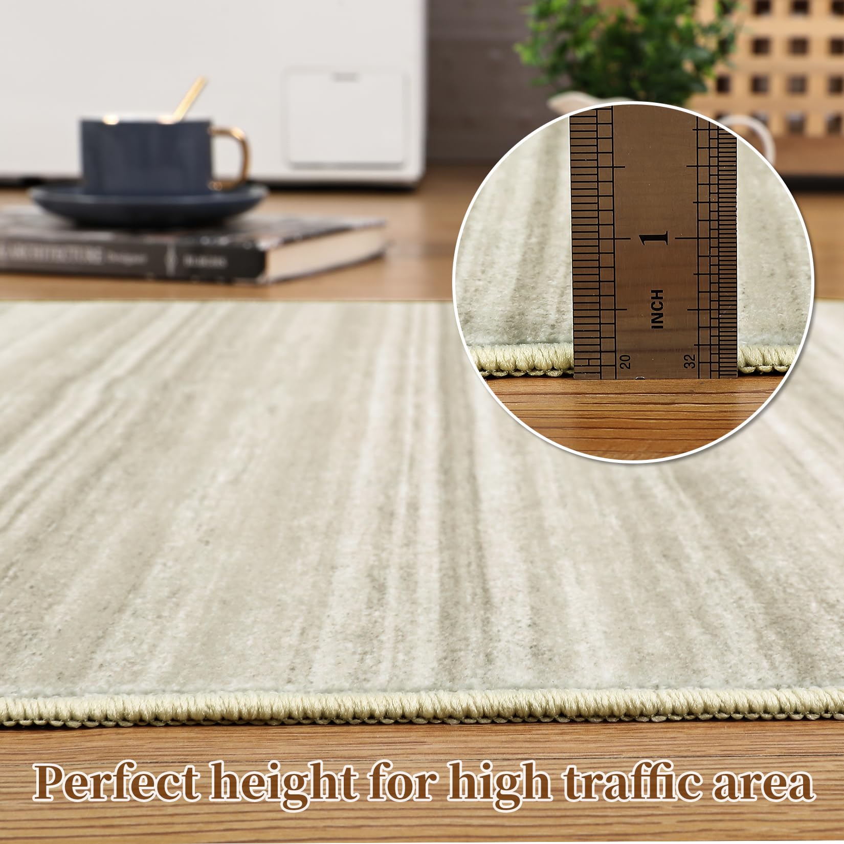 Tappeto Garvee 80x150cm antiscivolo lavabile beige per corridoio cucina camera da letto soggiorno
