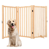 Garvee Cancelletto per Cani in Legno Massello di Pino, Pieghevole, 3 Pannelli, Interni e Scale, Naturale