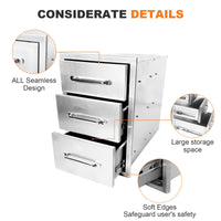 Cassetti per cucina da esterno in acciaio inossidabile Garvee – 14" L x 20,5" A x 23" P, perfetti per postazioni barbecue e cucine da esterno