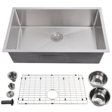 Garvee 81.3cm Lavello Cucina a Incasso Sottopiano in Acciaio Inox Nichel Spazzolato Spessore 1.5mm Insonorizzato - Argento