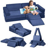 Divano modulare per bambini Garvee Nugget da 12 pezzi, versatile, blu navy, per sala giochi, 47,3x23,6x12 pollici - blu navy