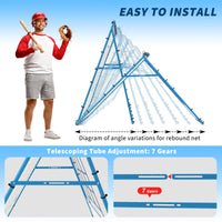 Rete da rimbalzo per lancio di baseball Garvee 5x4 piedi con bersaglio a 9 fori, angolo regolabile, struttura in metallo, pieghevole, versatile per giardino e allenamento