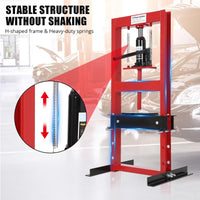 Pressa idraulica Garvee 6T con telaio a H e 2 piastre di pressatura per officine automobilistiche e metallurgiche, tavolo regolabile, acciaio, resistente alla ruggine