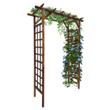Garvee Arco Da Giardino In Legno Di Abete Massiccio 216 cm, Graticcio Doppio Strato, Resistente All'Umidità, Perfetto Per Matrimoni E Giardini, Design A Volta, Naturale - Dark Brown