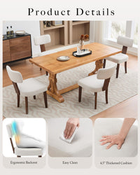 Sedie da pranzo Garvee, set da 2, rivestimento in tessuto, schienale ergonomico curvo, struttura in legno, antigraffio, beige, mobili per cucina e sala da pranzo