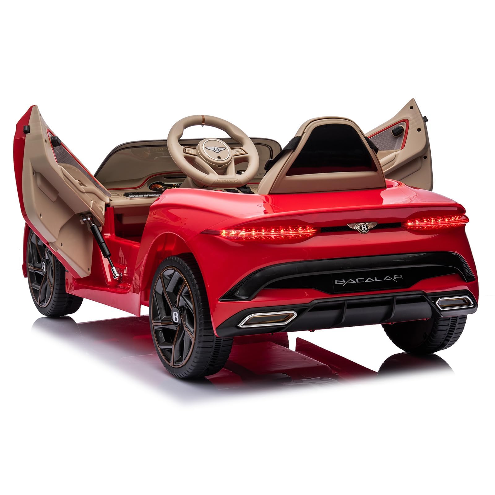 Garvee 12V Auto elettrica per bambini rosso scuro con telecomando Veicolo fuoristrada robusto per avventure all'aperto per bambini dai 3 agli 8 anni con musica e LED