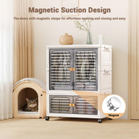 Armadio per animali domestici Garvee con contenitori impilabili, ruote, ante, pieghevole per soggiorno e camera da letto, robusto, versatile