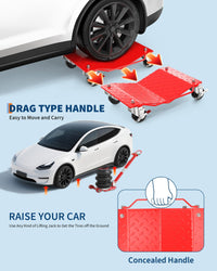 Set di carrelli per ruote auto Garvee Heavy Duty, 4 pezzi, capacità 6000 libbre, telaio in acciaio, per auto, camion, garage, girevole a 360°, nero