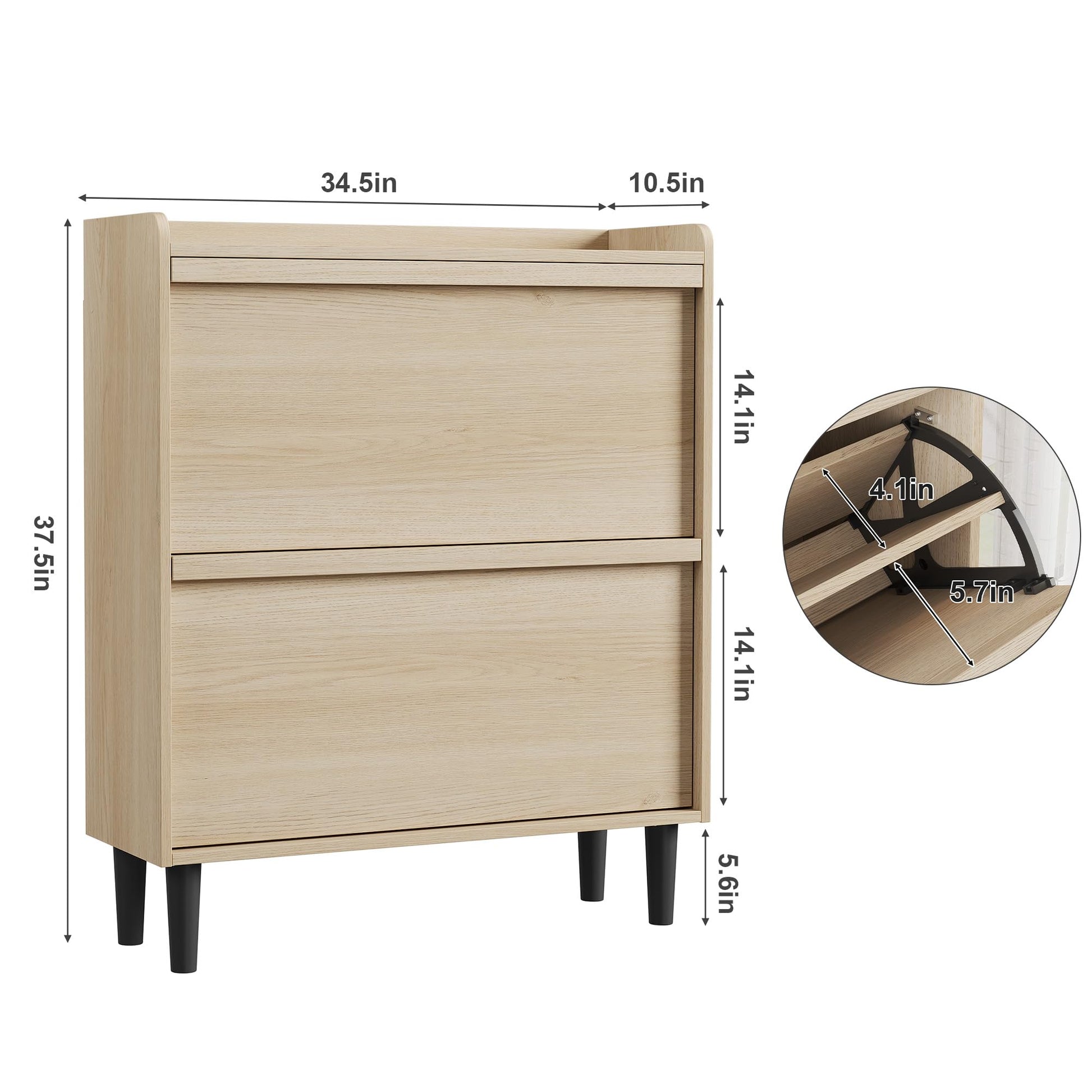 Scarpiera Garvee con 2 cassetti a scomparsa, ripiano regolabile, legno MDF per corridoio e soggiorno, 34.5"x10.5"x37.5", salvaspazio, robusta