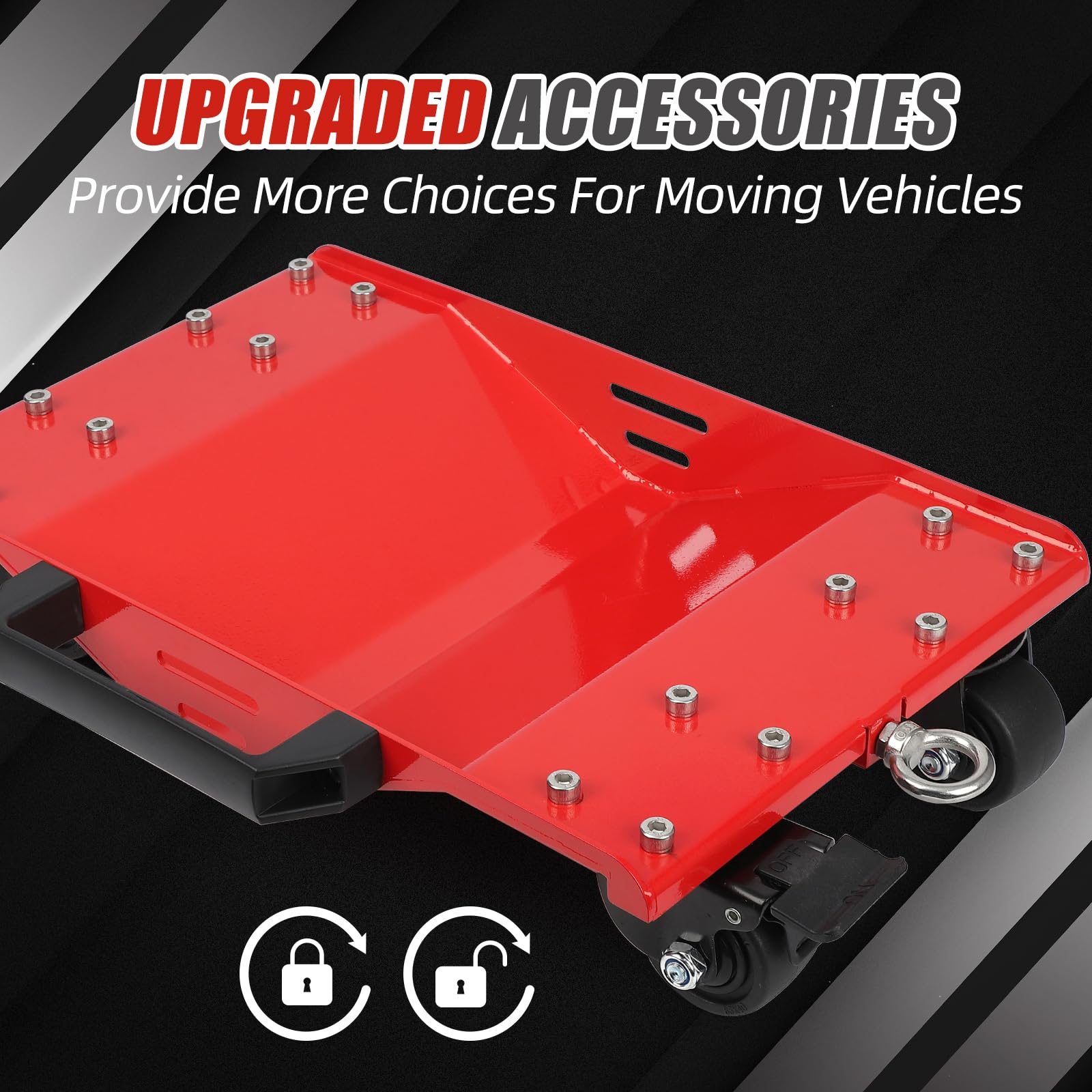 Garvee Auto Dolly Set 4 Pezzi per Festa del Papà - Capacità 8000 libbre, Ruote Girevoli 360° e Blocco Sicurezza, Acciaio Nero per Officina Garage