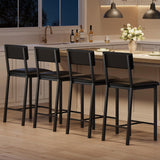 Set di 4 sgabelli da bar Garvee, in similpelle, ergonomici e stabili, per cucina e bar, 25 pollici, nero - nero