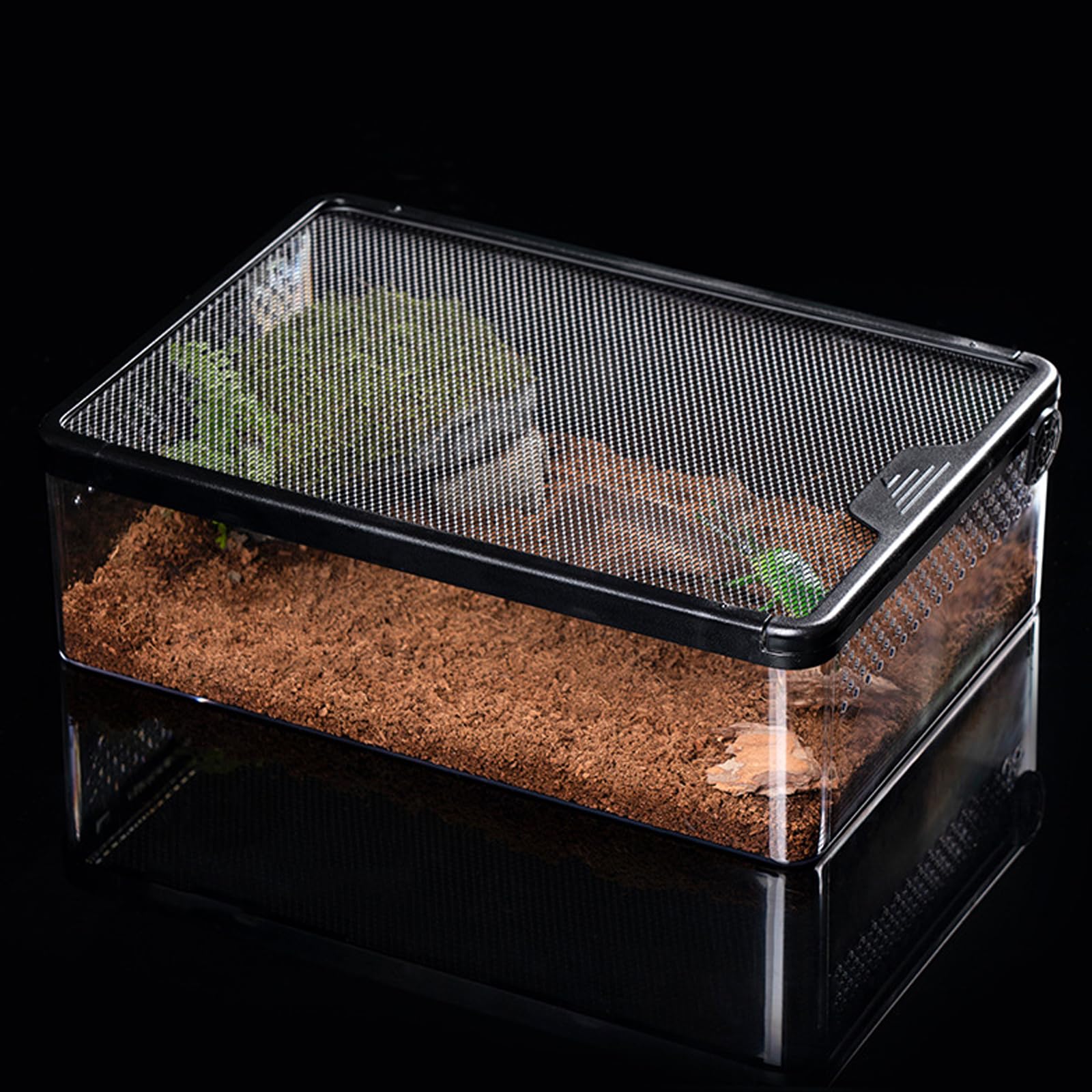 GARVEE Rettile Terrario Insetti Tarantola Recinto Vasca con Fori Traspiranti per Allevamento Rane, Criceti, Serpenti, Tartarughe, Lucertole, Anti-Pulci, Taglia Media, Trasparente
