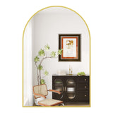 Garvee Specchio Da Bagno Moderno Ad Arco 76x102 cm Nero - Cornice Metallo Antiruggine - Vetro Temperato Resistente - Montaggio A Parete - Oro