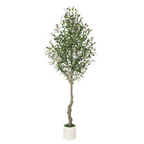Albero di ulivo artificiale Garvee alto 6 piedi con tronco realistico in PE e foglie regolabili per la decorazione del soggiorno, vaso in PP bianco - Come mostrato