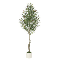 Albero di ulivo artificiale Garvee alto 6 piedi con tronco realistico in PE e foglie regolabili per la decorazione del soggiorno, vaso in PP bianco