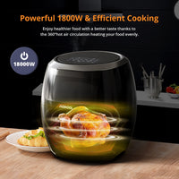 Friggitrice ad aria calda GARVEE da 8 litri Friggitrice ad aria senza olio Risparmio energetico 1800 W Frittura senza olio 8 programmi Display digitale Funzione di spegnimento automatico Risultati croccanti Lavabile in lavastoviglie