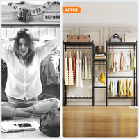 Appendiabiti Garvee Heavy Duty, regolabile, in acciaio al carbonio, capacità di carico 1000 libbre, 5 ripiani, 4 barre, camera da letto, cabina armadio