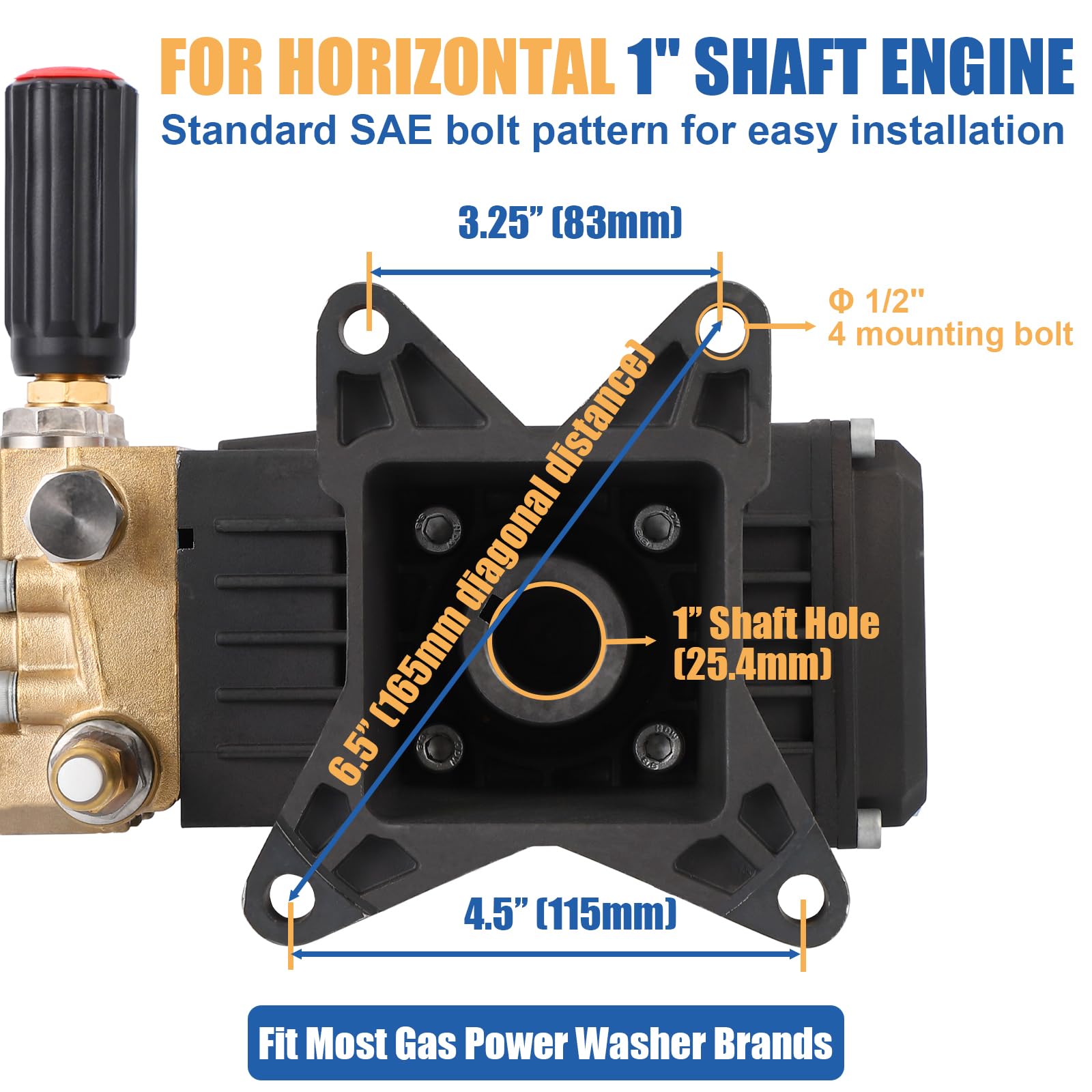 Pompa Acqua Alta Pressione Garvee 4000 PSI 4,4 GPM Triplex Plunger Ottone - Ideale per Pulitori Gas Festa del Papà