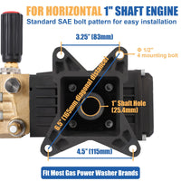 Pompa Acqua Alta Pressione Garvee 4000 PSI 4,4 GPM Triplex Plunger Ottone - Ideale per Pulitori Gas Festa del Papà