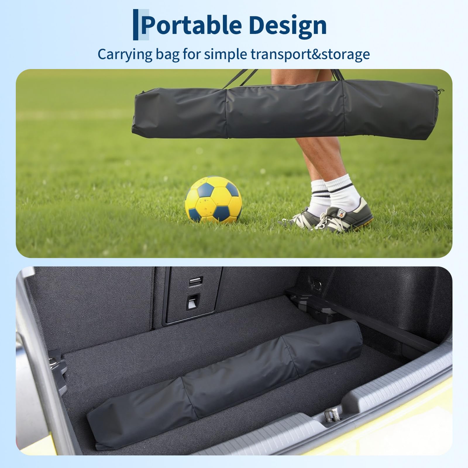 Porta da calcio portatile Garvee da 12x6 piedi con struttura in metallo e rete antistrappo per uso interno ed esterno, pieghevole, in poliestere, montaggio rapido, con borsa per il trasporto