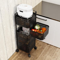 Carrello in metallo nero a 5 ripiani Garvee, 94x28x28 cm, carrello da cucina per carichi pesanti in magazzini, garage e negozi al dettaglio con struttura durevole